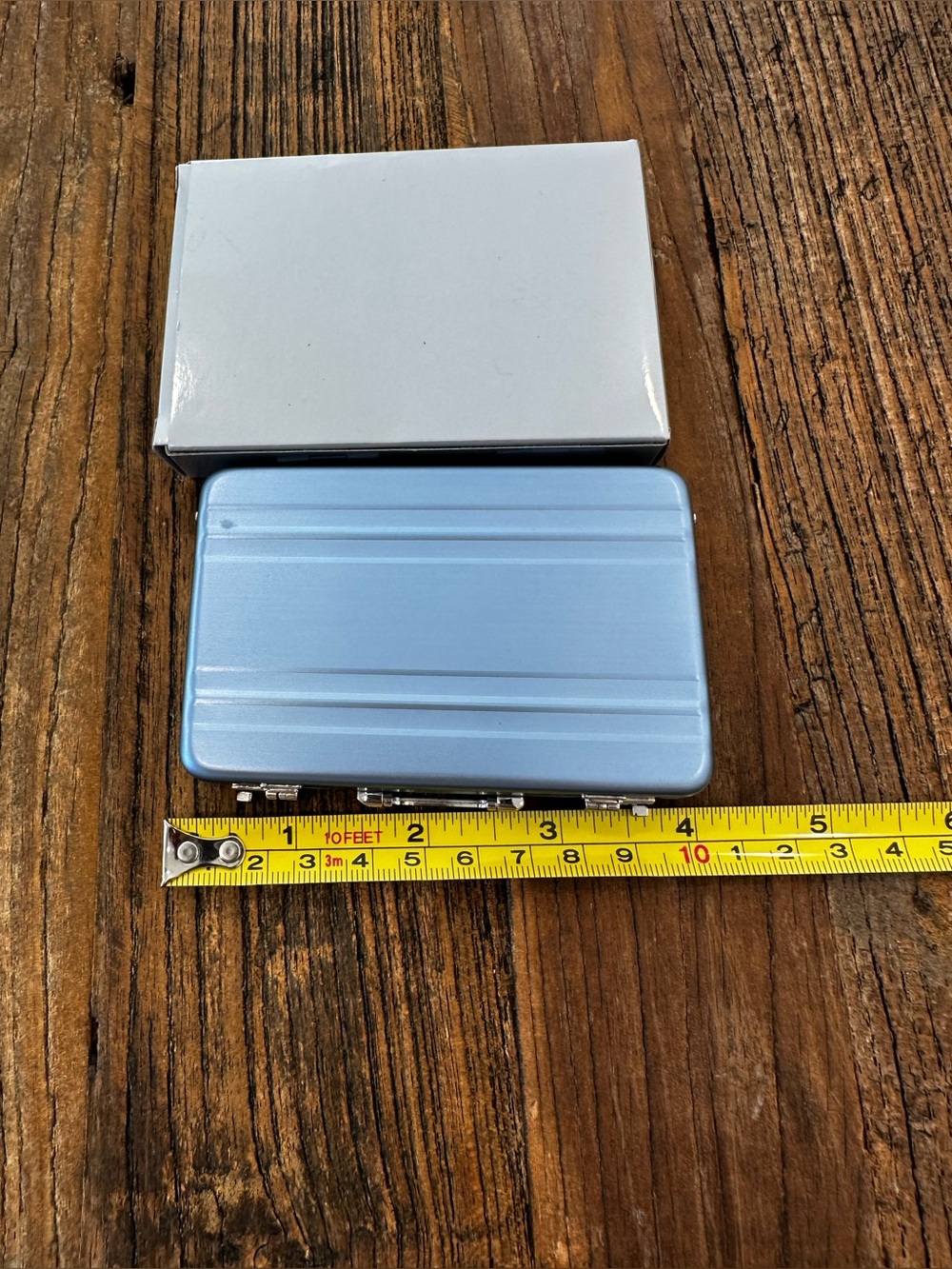 Compact Metallic Blue Mini Briefcase Case - Picture 4 of 4